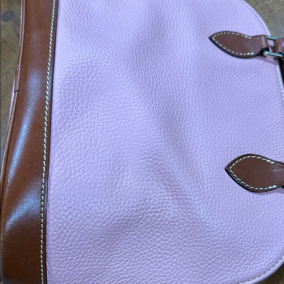 Dooney & Bourke Pink and Brown AWL Zip Zip Satchel with Gold Hardware - Picture 7 of 9